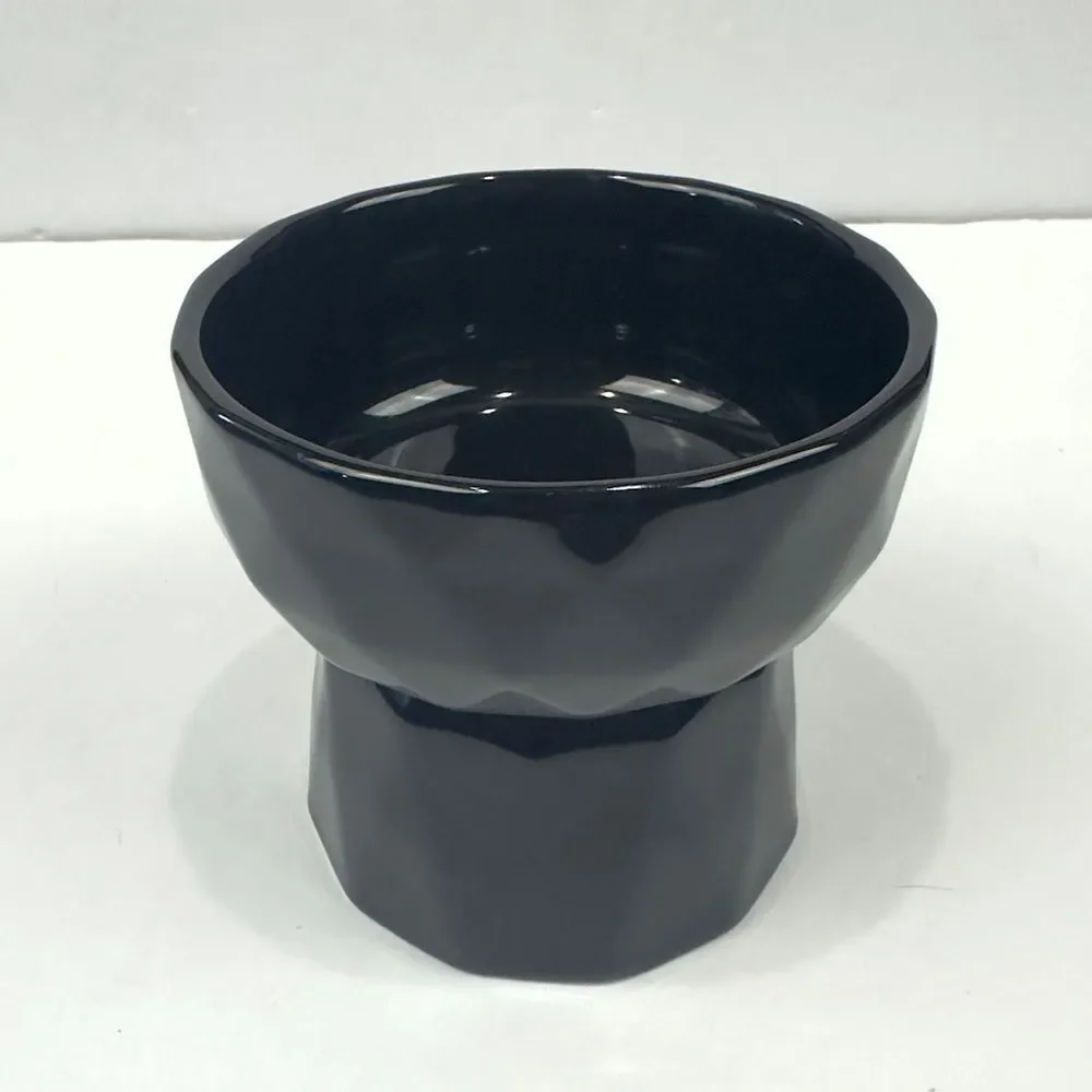 Ceramic raised pet food bowl black dog or cat